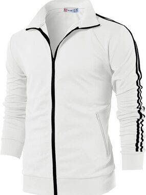 Men's Lightweight Zip-Up Track Jacket - Slim Fit, Long Sleeve Activewear